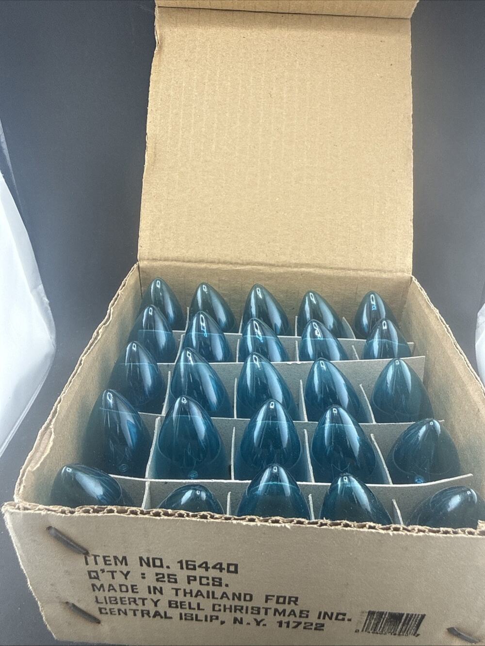 Vintage Liberty Bell C9 Blue Christmas Light Bulbs Lot 25 Original Box NOS